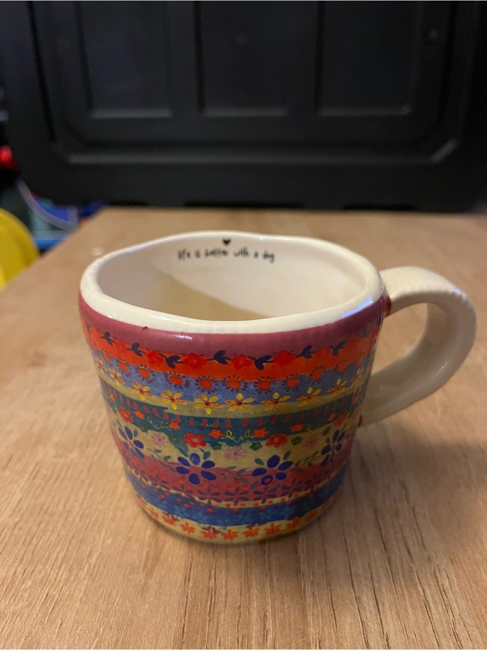 Natural Life “Life Is Better With a Dog” Mug Floral Coffee Cup w/ Dog Inside